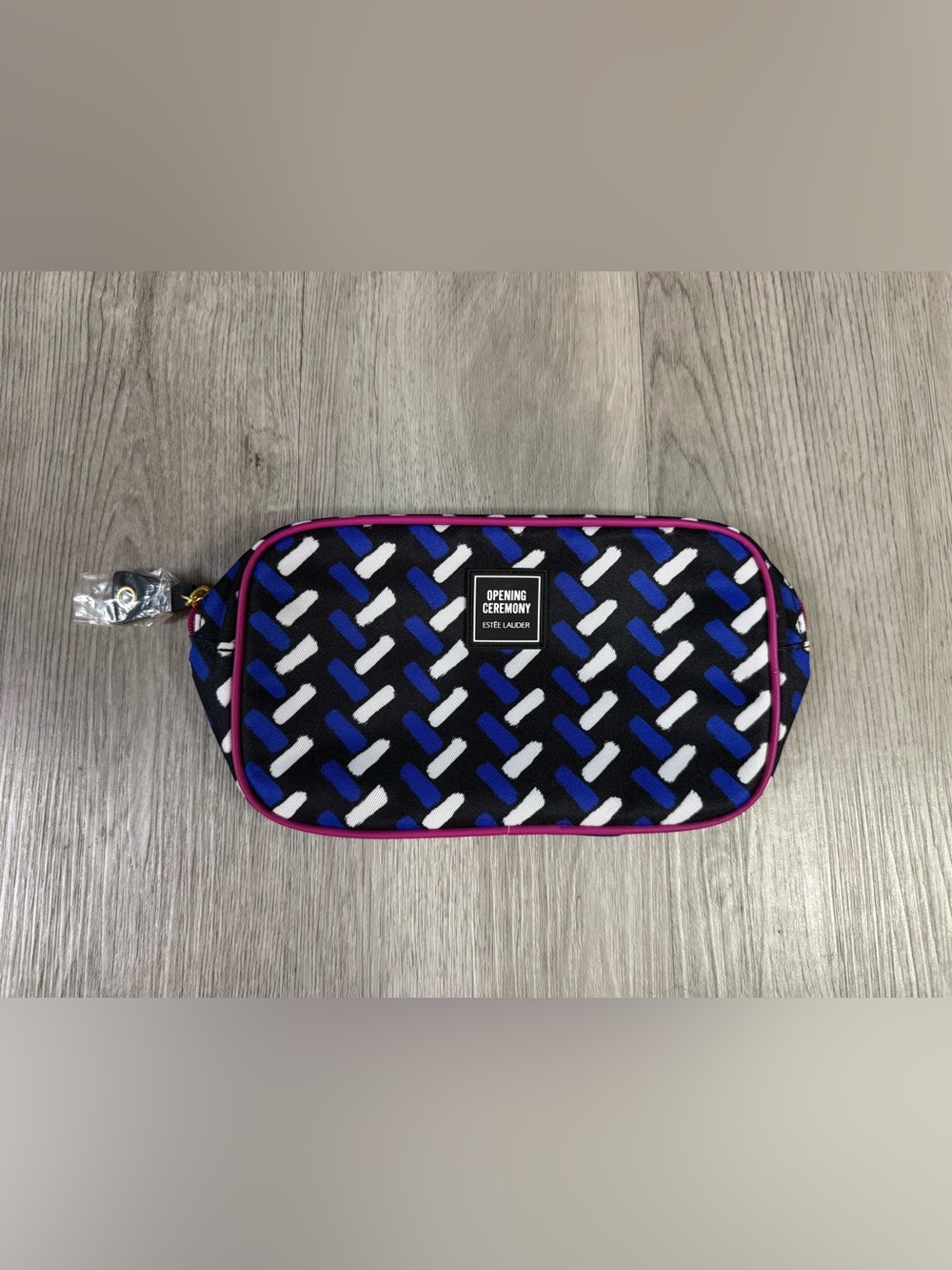 Opening Ceremony Estée Lauder Zipper Makeup Bag 9x3x2 blue white new.